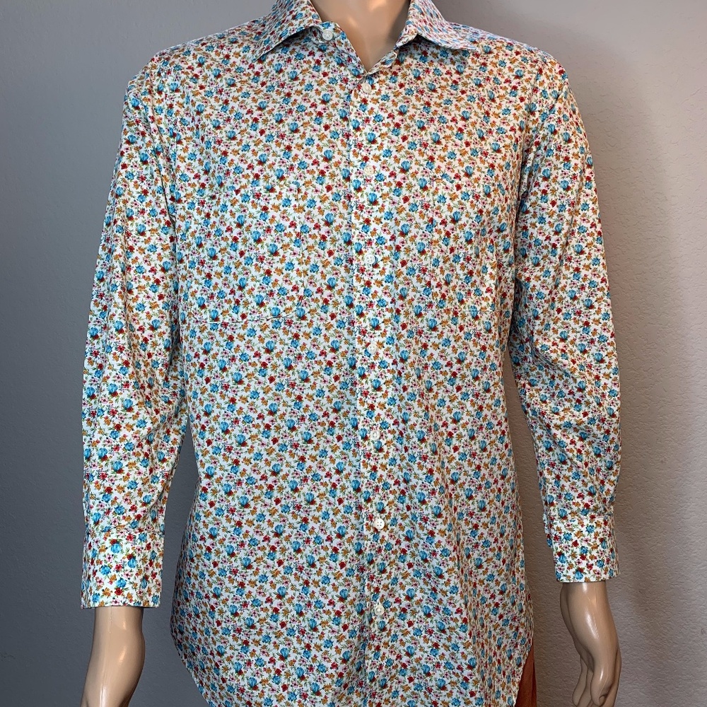 HOLLAND & SHERRY Men's Floral Design Dress Shirt
